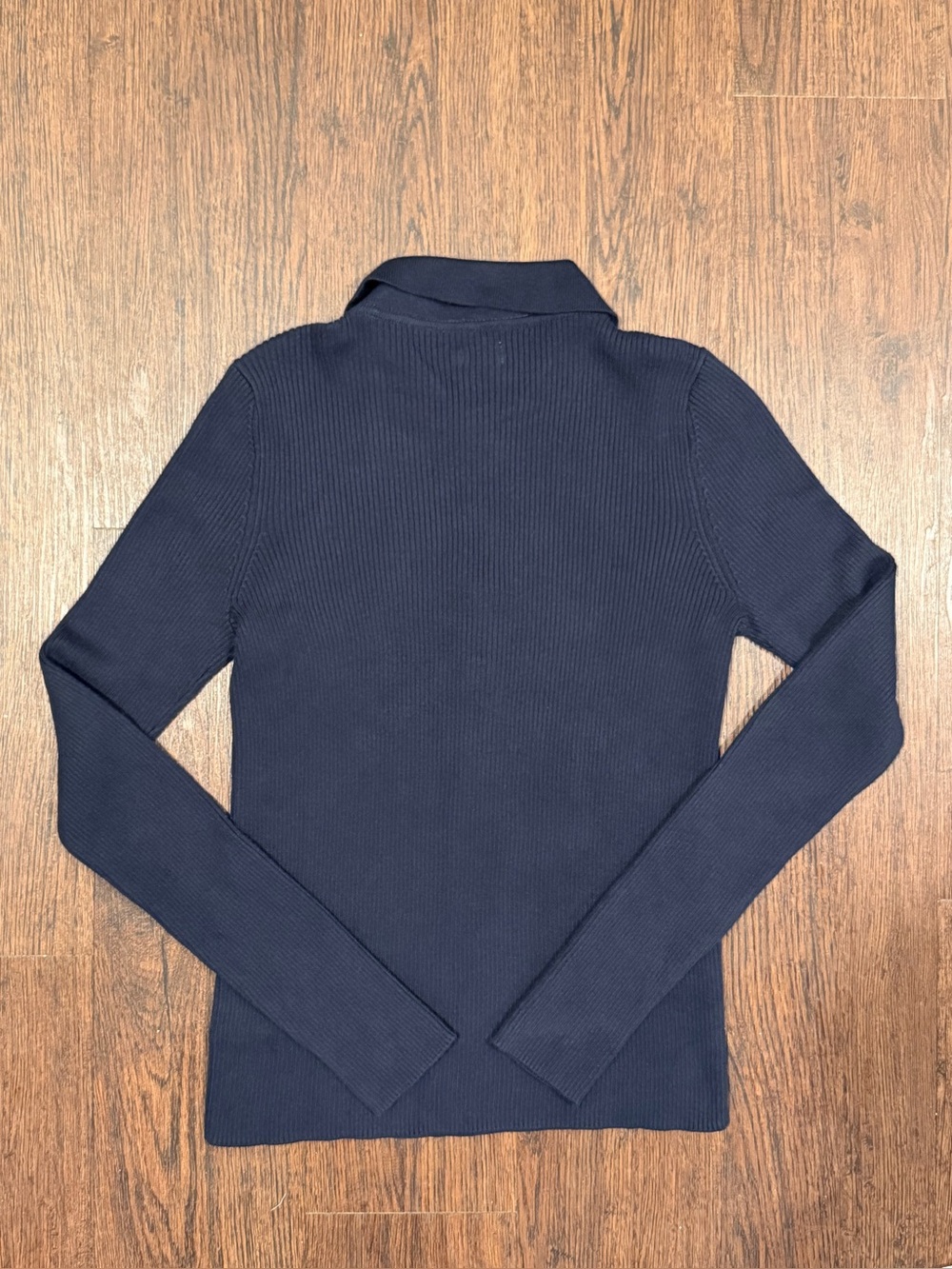 Faherty Womens Mikki Ribbed Polo Cotton Cashmere Sweater Navy Size M MSRP $168 - Picture 7 of 12